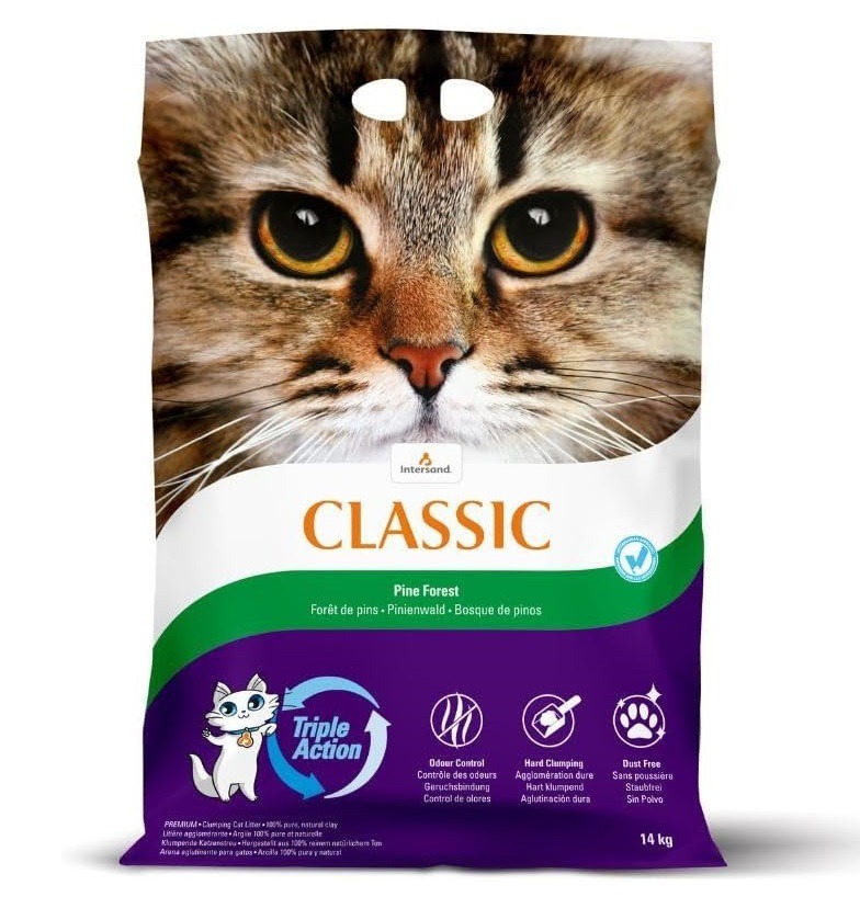 انترساند كلاسيك باين فورست رمل قطط عالي التكتل- 14 كجم