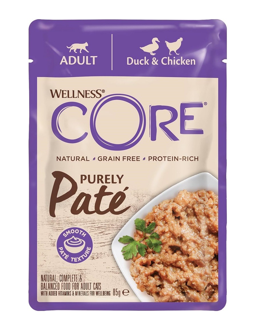 ويلنيس كور بيورلي باتيه طعام رطب بالدجاج والبط للقطط البالغة- 8 اظرف*85 جرام