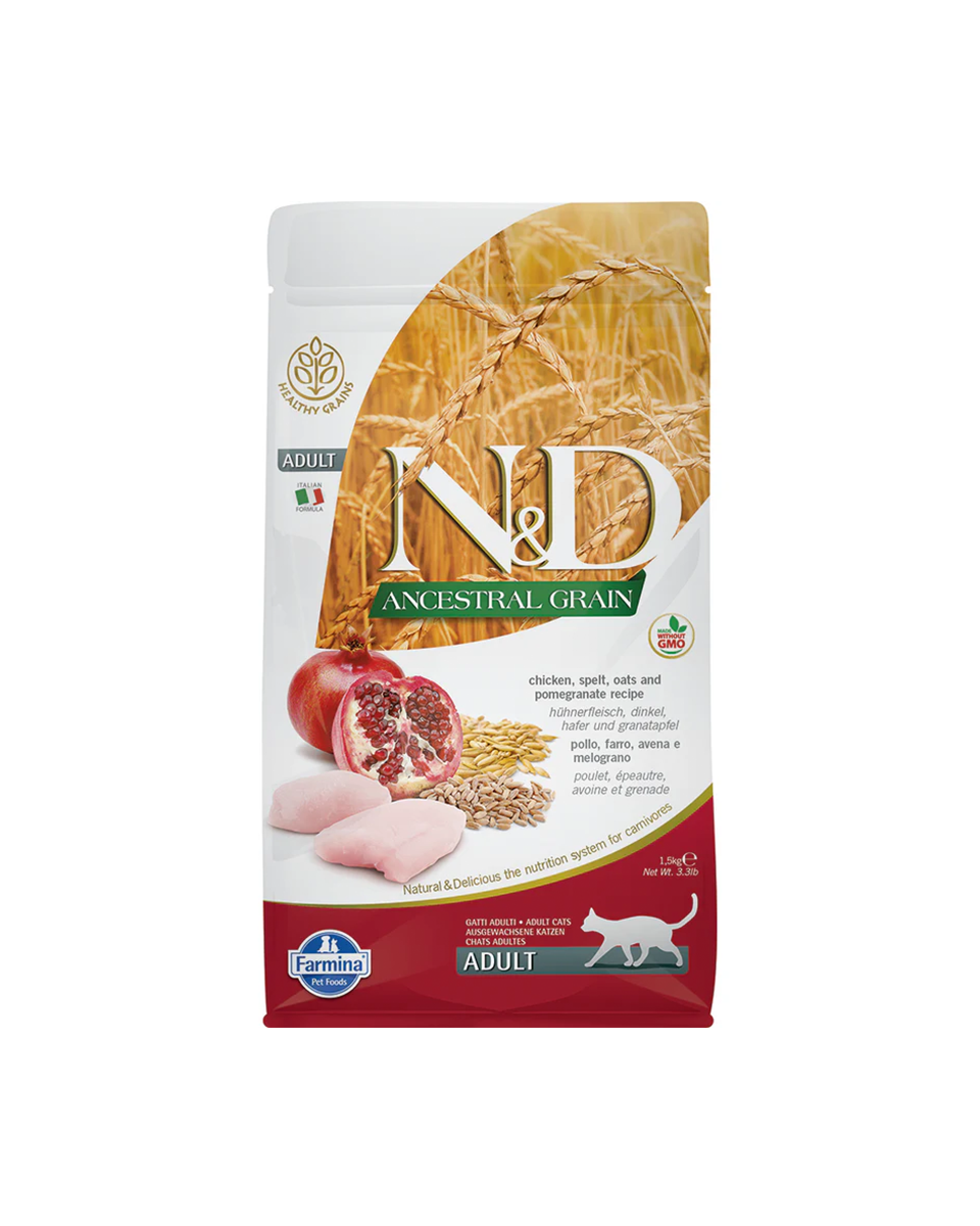 فارمينا ان اند دي طعام جاف بالدجاج والرمان للقطط البالغة- 1.5 كجم