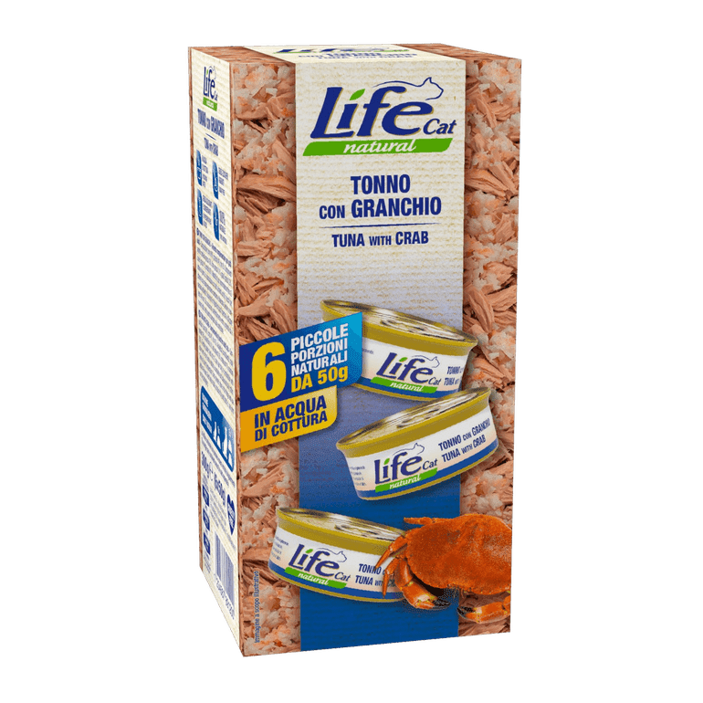 لايف كات طعام رطب بالتونة و السلطعون للقطط- 6 حبات*50 جرام