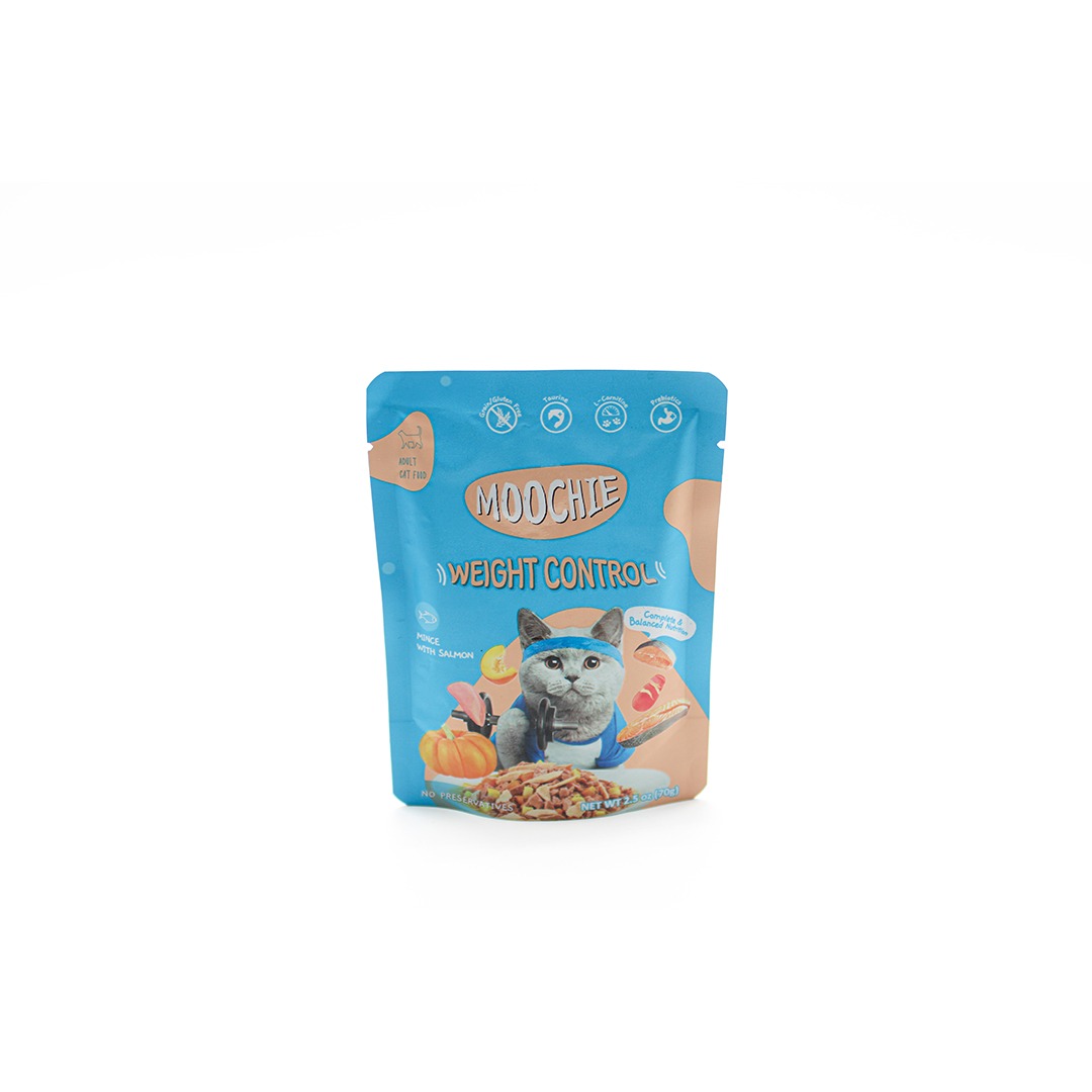 موتشي طعام رطب بالسلمون في المرق للتحكم في الوزن للقطط البالغة- 12 ظرف* 70 جرام