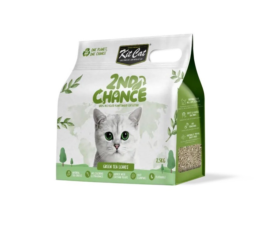 كيت كات سكند تشانس رمل قطط نباتي من اوراق الشاي الاخضر- 2.5 كجم