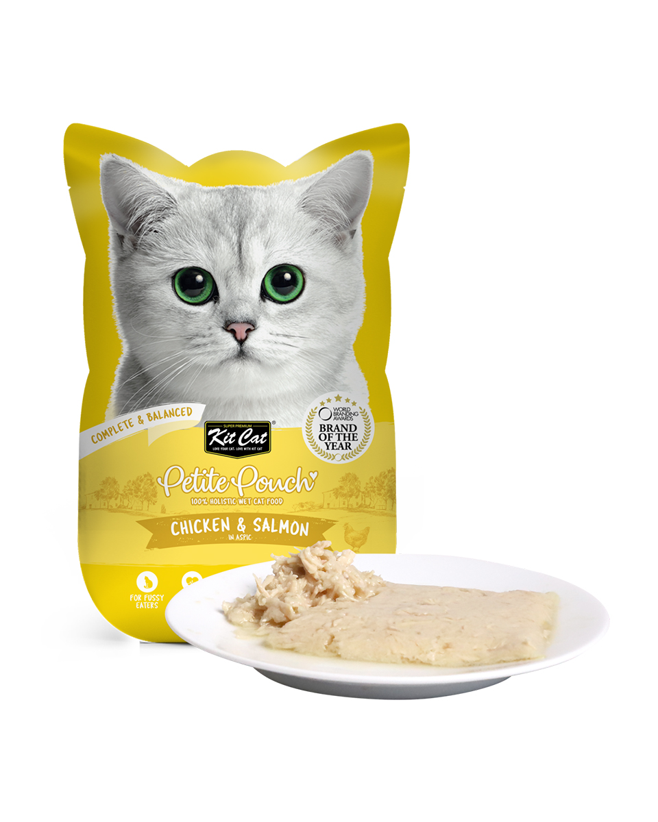 كيت كات اكل رطب متكامل ومتوازن بالدجاج والسالمون في الجيلي 70 جرام