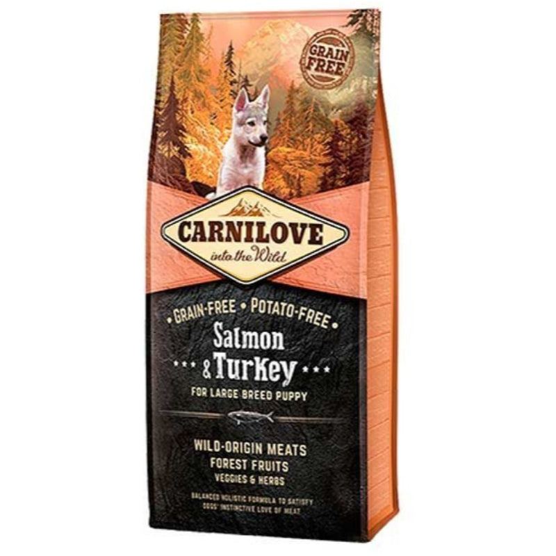 كارنيلوف طعام جاف للكلاب الجراء من السلالات الكبيرة, سالمون وديك رومي, 12 كج